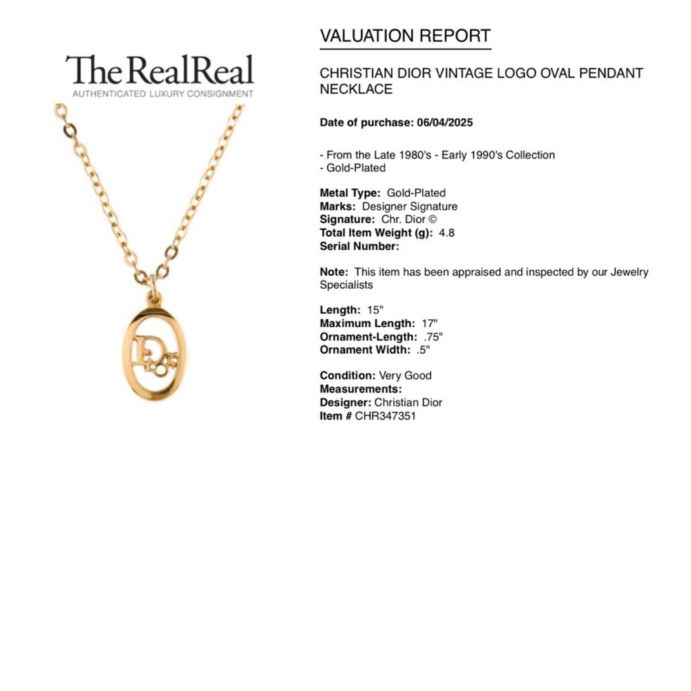 Christian Dior Vintage Logo Oval Pendant Necklace - Picture 11 of 11